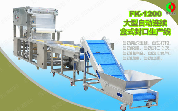 客戶定制大型盒式真空包裝封口生產(chǎn)線順利測試完畢準(zhǔn)備出貨！